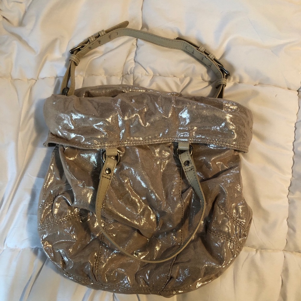 Gold Metallic Expandable Tote Bag